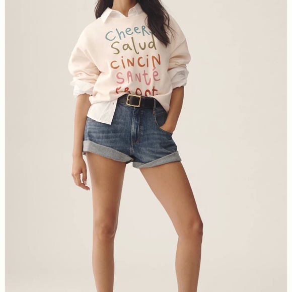 Jordan Nickson x Anthropologie Cheers Graphic Sweatshirt Size S - Picture 1 of 8